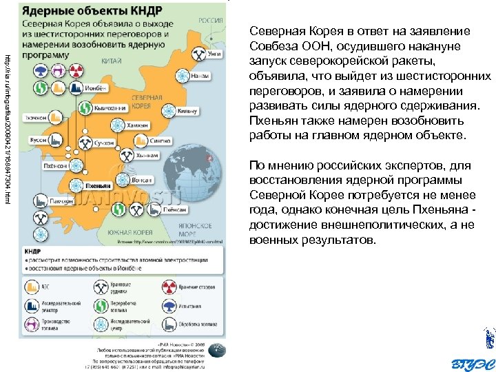 http: //ria. ru/infografika/20090421/168847304. html Северная Корея в ответ на заявление Совбеза ООН, осудившего накануне