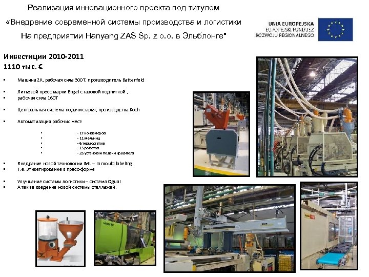 Реализация инновационного проекта под титулом «Внедрение современной системы производства и логистики На предприятии Hanyang