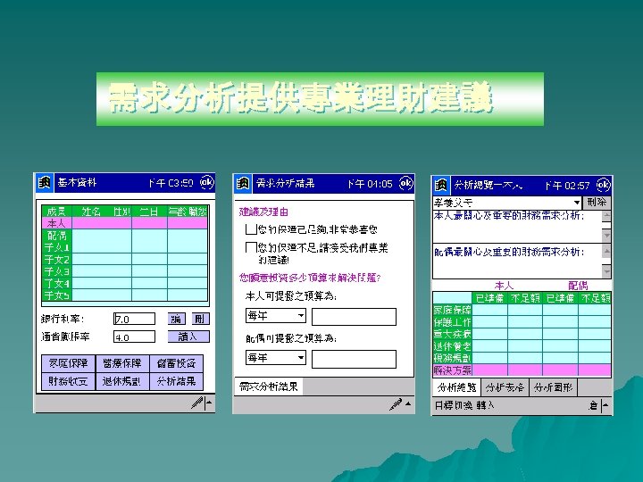 需求分析提供專業理財建議 