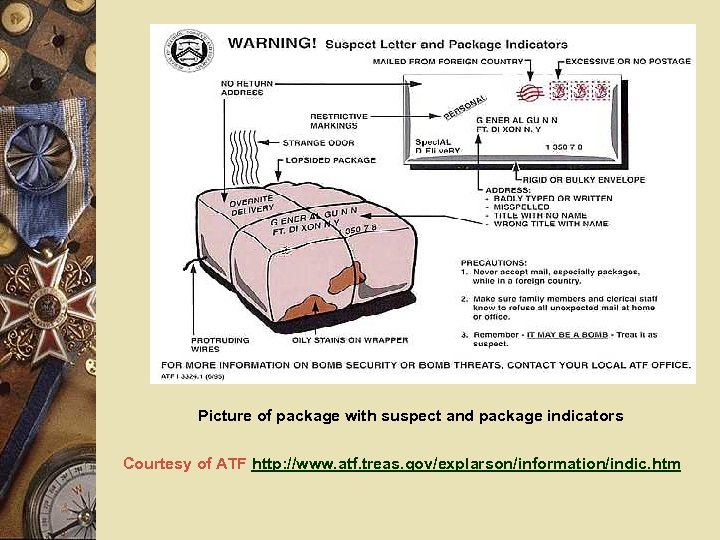 Suspect letter and package indicators. No return address. Mailed from foreign country. Excessive or