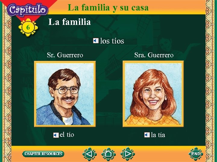 6 La familia y su casa La familia los tíos Sr. Guerrero el tío