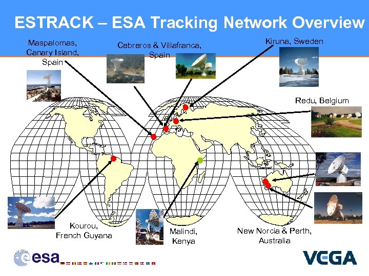 ESTRACK – ESA Tracking Network Overview Maspalomas, Canary Island, Spain Cebreros & Villafranca, Spain