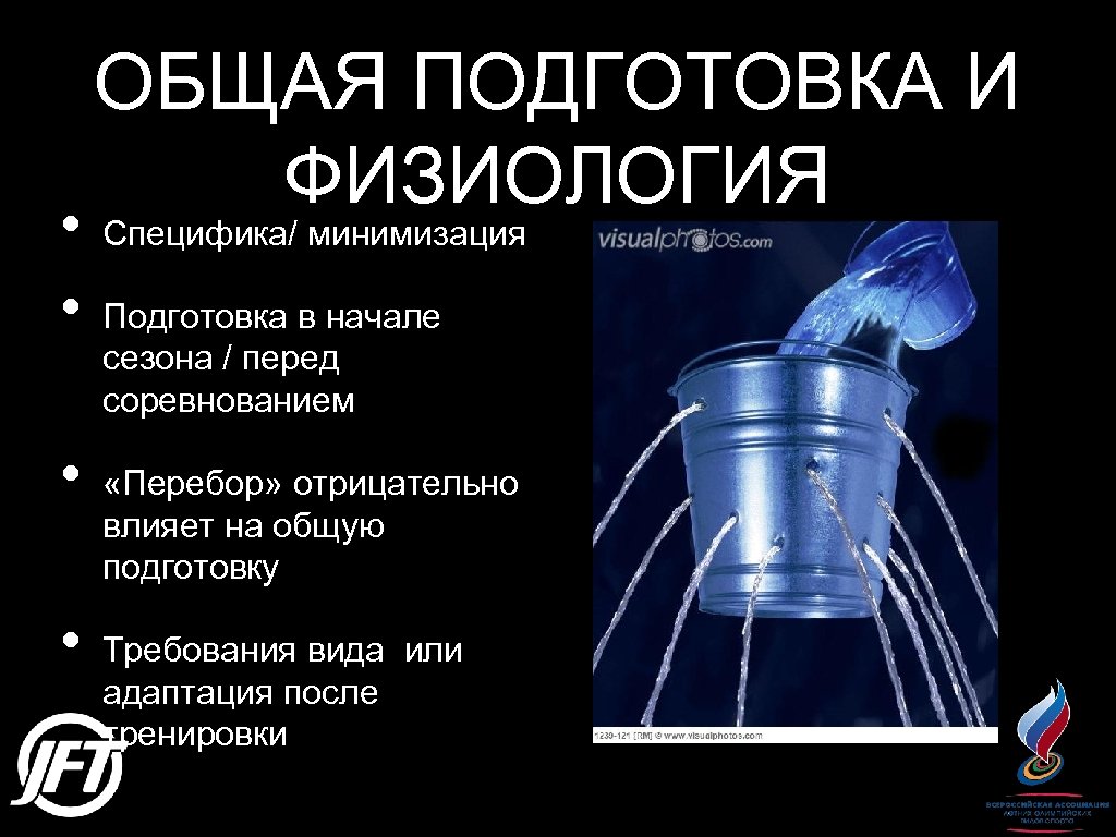  • • ОБЩАЯ ПОДГОТОВКА И ФИЗИОЛОГИЯ Специфика/ минимизация Подготовка в начале сезона /