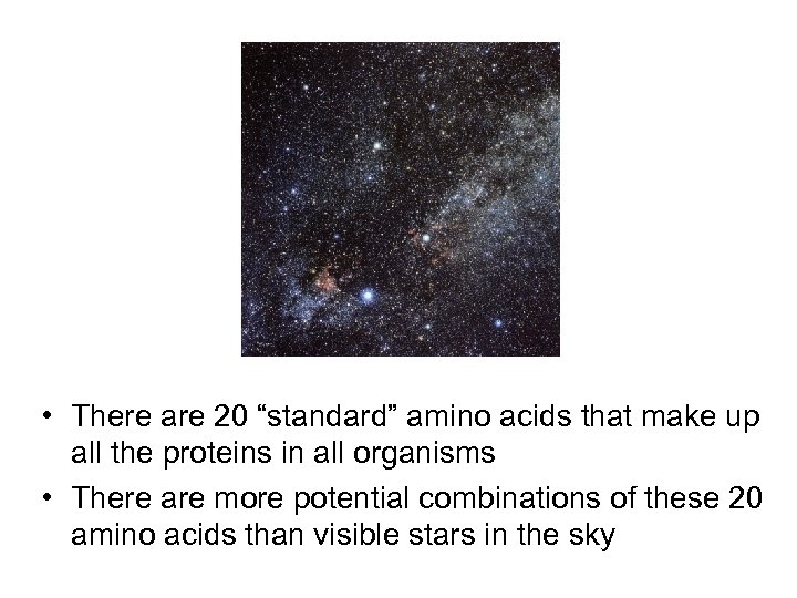  • There are 20 “standard” amino acids that make up all the proteins