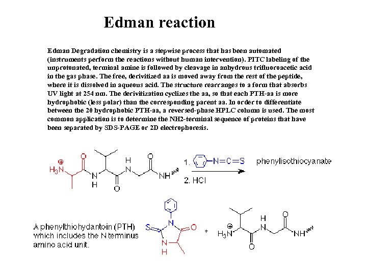 Edman reaction Edman Degradation chemistry is a stepwise process that has been automated (instruments