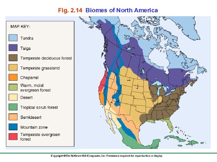Fig. 2. 14 Biomes of North America Copyright ©The Mc. Graw-Hill Companies, Inc. Permission