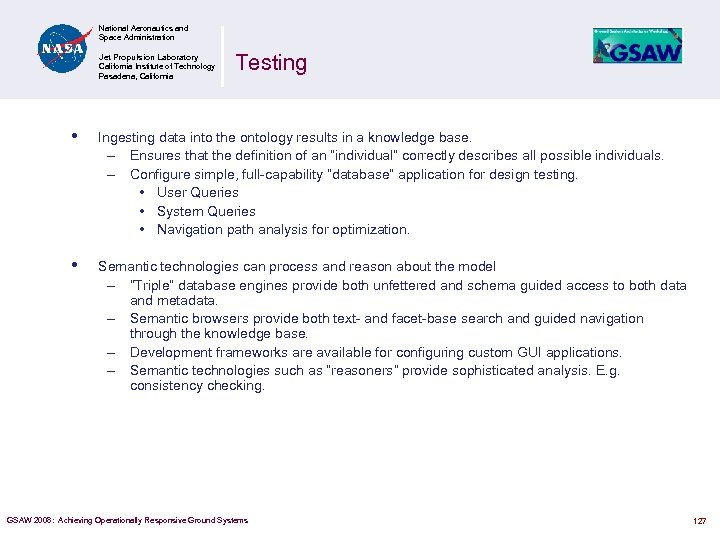 National Aeronautics and Space Administration Jet Propulsion Laboratory California Institute of Technology Pasadena, California