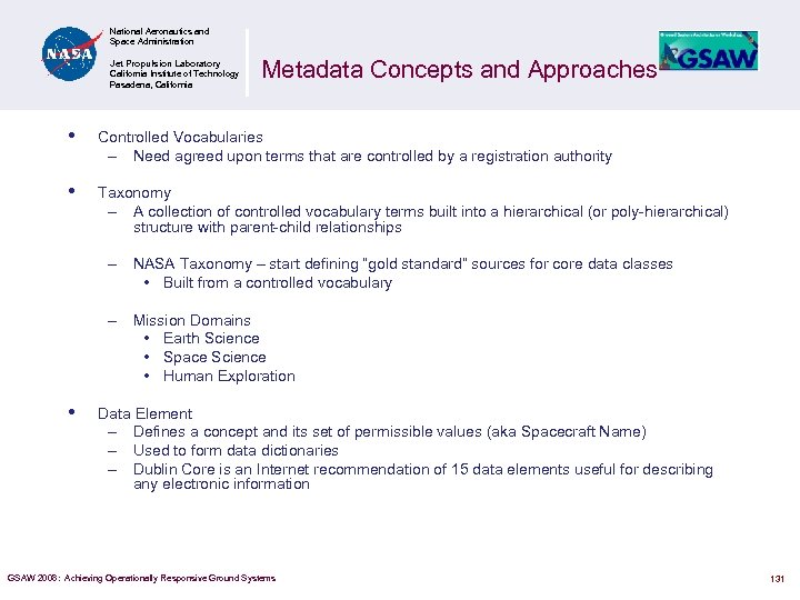 National Aeronautics and Space Administration Jet Propulsion Laboratory California Institute of Technology Pasadena, California