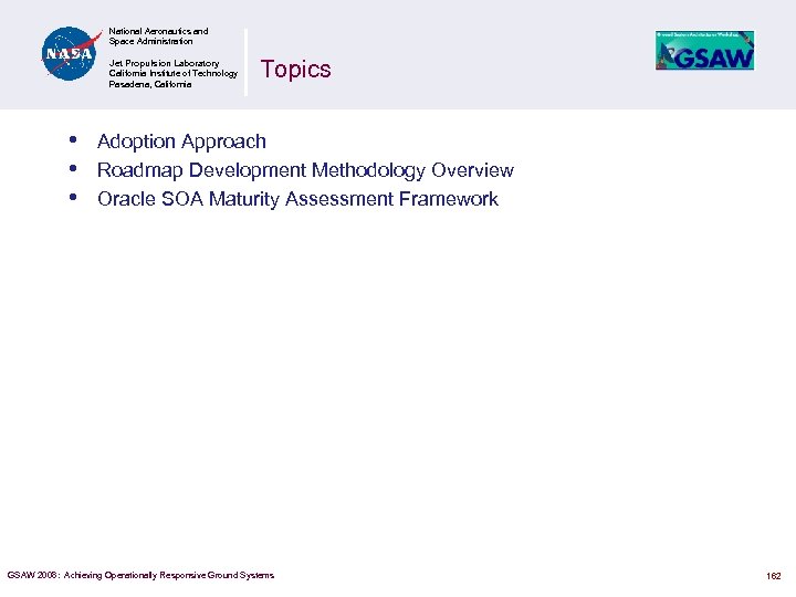 National Aeronautics and Space Administration Jet Propulsion Laboratory California Institute of Technology Pasadena, California