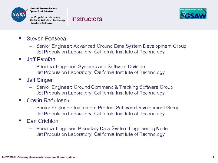 National Aeronautics and Space Administration Jet Propulsion Laboratory California Institute of Technology Pasadena, California
