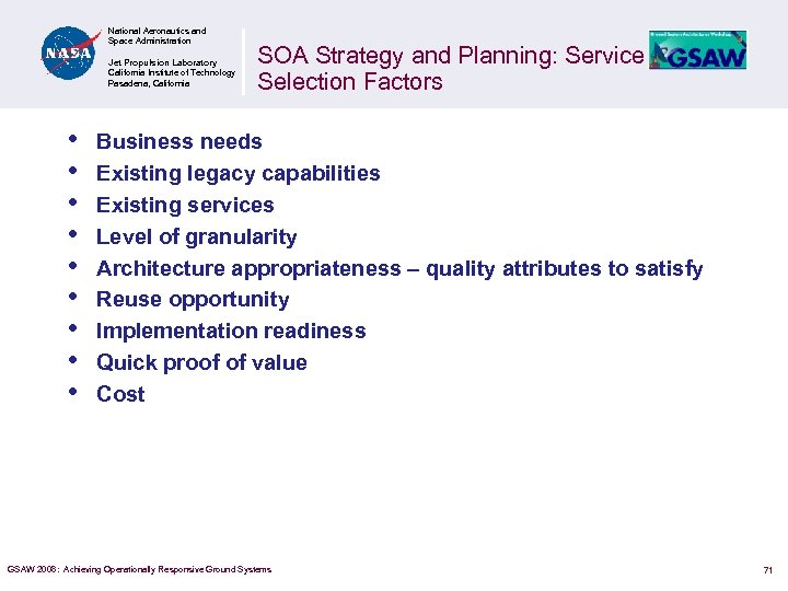 National Aeronautics and Space Administration Jet Propulsion Laboratory California Institute of Technology Pasadena, California