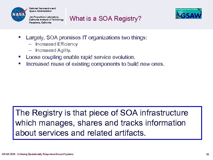 National Aeronautics and Space Administration Jet Propulsion Laboratory California Institute of Technology Pasadena, California