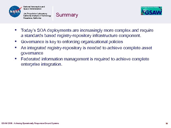 National Aeronautics and Space Administration Jet Propulsion Laboratory California Institute of Technology Pasadena, California
