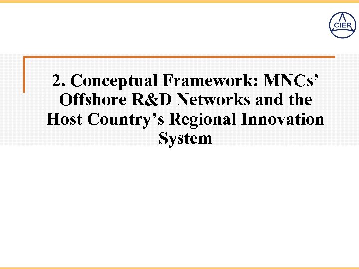 2. Conceptual Framework: MNCs’ Offshore R&D Networks and the Host Country’s Regional Innovation System