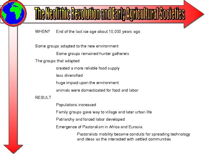 WHEN? End of the last ice age about 10, 000 years ago Some groups