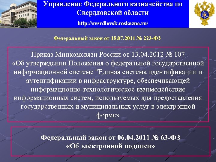 Федеральный закон от 18. 07. 2011 № 223 -ФЗ Приказ Минкомсвязи России от 13.