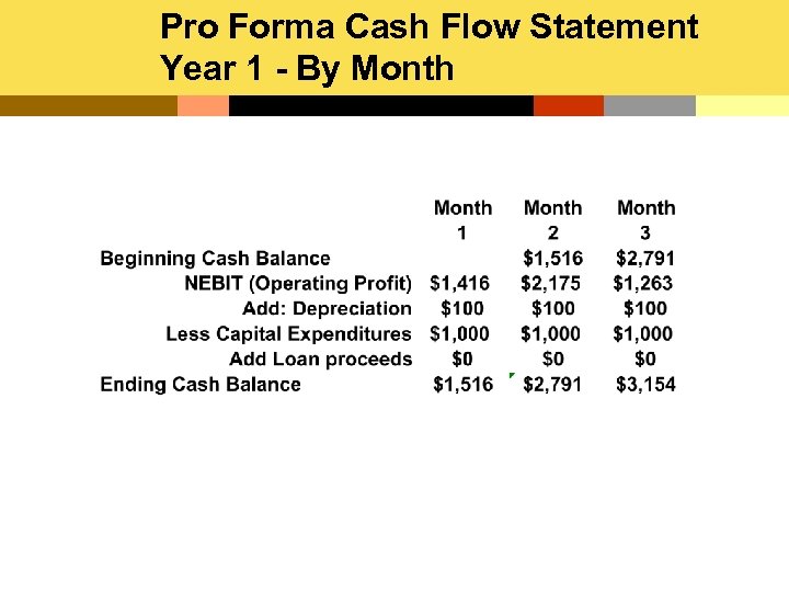 Pro Forma Cash Flow Statement Year 1 - By Month 