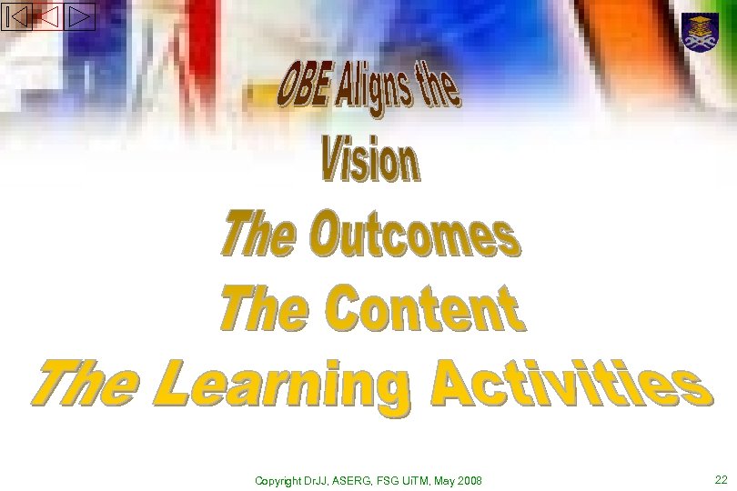 Copyright Dr. JJ, ASERG, FSG Ui. TM, May 2008 22 