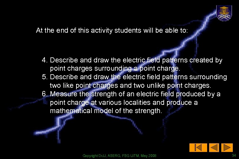 At the end of this activity students will be able to: 4. Describe and