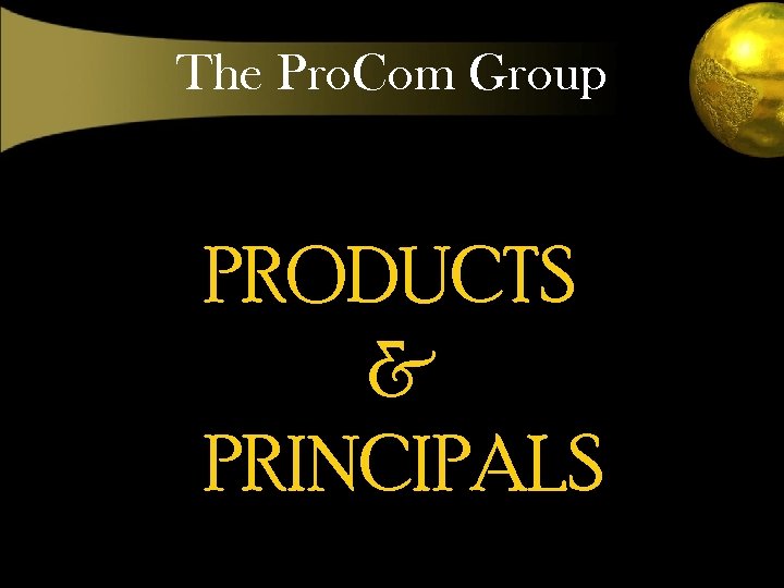 The Pro. Com Group PRODUCTS & PRINCIPALS 