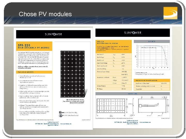 Chose PV modules 