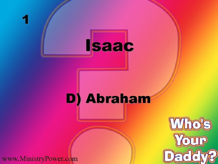 1 Isaac D) Abraham www. Ministry. Power. com 