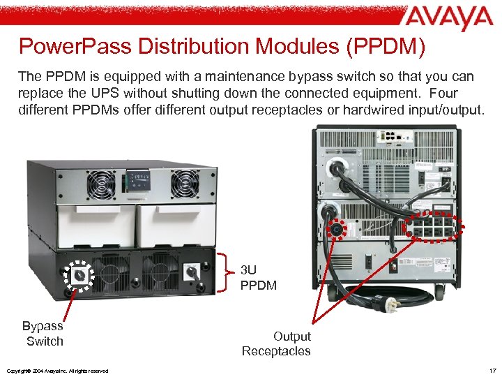 Power. Pass Distribution Modules (PPDM) The PPDM is equipped with a maintenance bypass switch