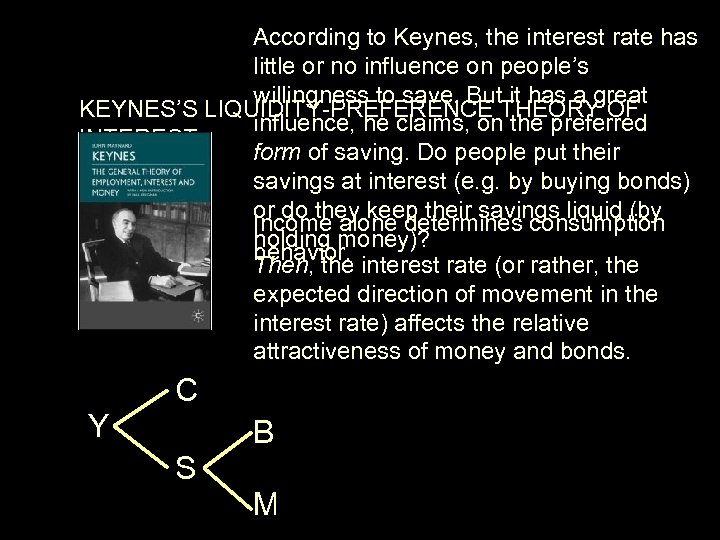 According to Keynes, the interest rate has little or no influence on people’s willingness
