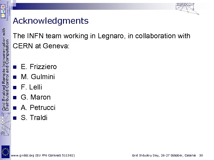 Acknowledgments The INFN team working in Legnaro, in collaboration with CERN at Geneva: n