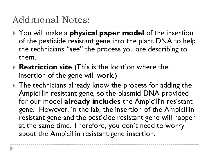 Additional Notes: You will make a physical paper model of the insertion of the