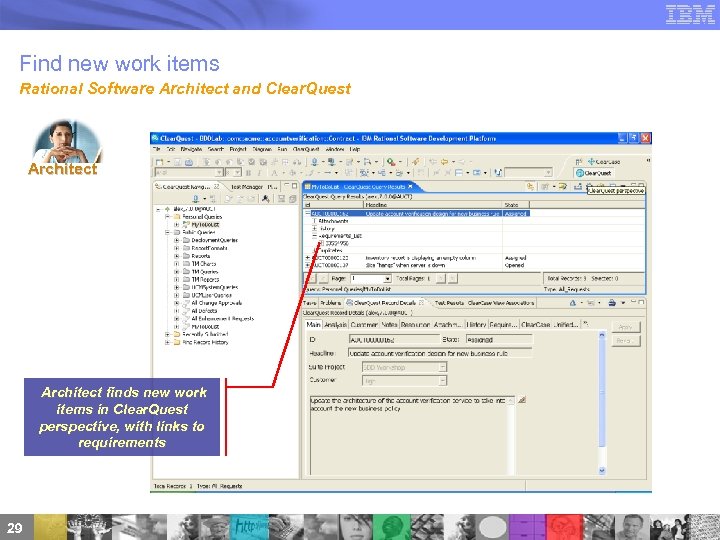 Find new work items Rational Software Architect and Clear. Quest Architect finds new work