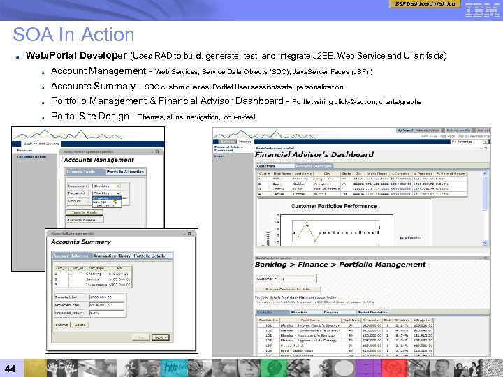 B&F Dashboard Walkthru SOA In Action Web/Portal Developer (Uses RAD to build, generate, test,