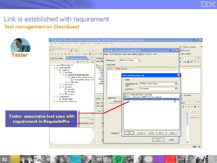 Link is established with requirement Test management on Clear. Quest Tester associates test case