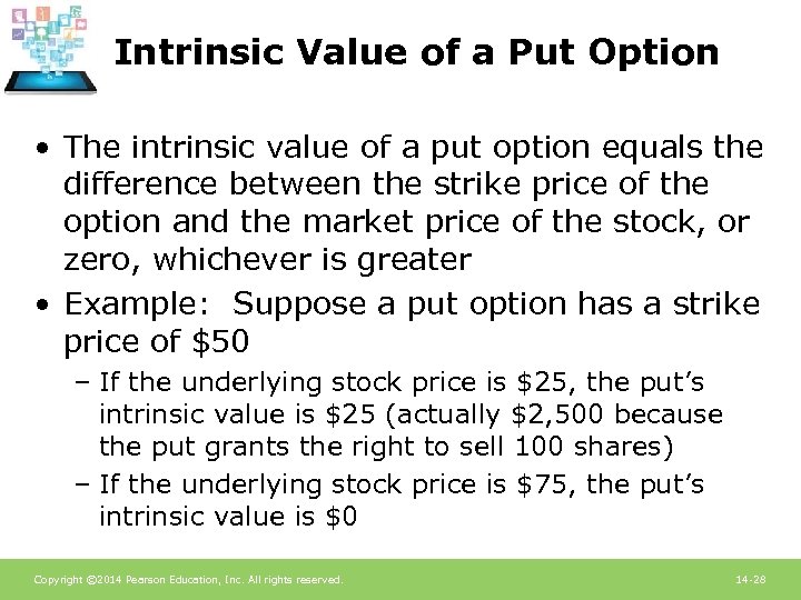 Intrinsic Value of a Put Option • The intrinsic value of a put option