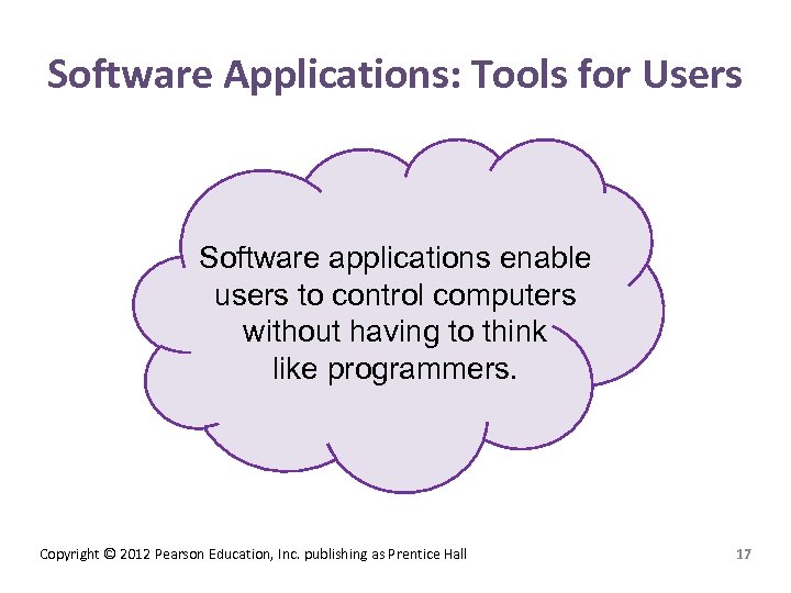 Software Applications: Tools for Users Software applications enable users to control computers without having