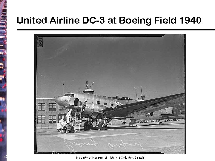 United Airline DC-3 at Boeing Field 1940 42 