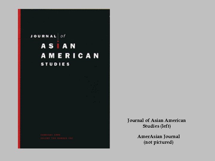 Journal of Asian American Studies (left) Amer. Asian Journal (not pictured) 