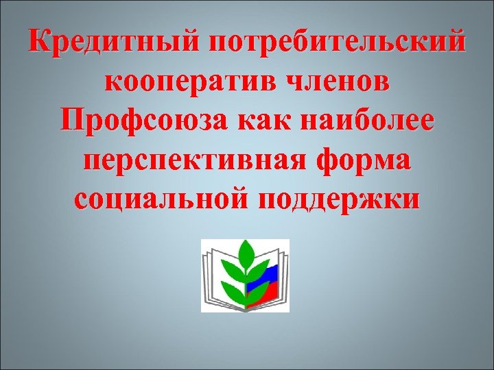 Кредитный потребительский кооператив членов Профсоюза как наиболее перспективная форма социальной поддержки 
