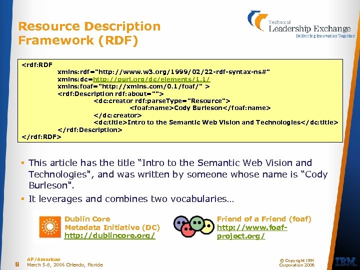 Resource Description Framework (RDF) <rdf: RDF xmlns: rdf="http: //www. w 3. org/1999/02/22 -rdf-syntax-ns#" xmlns: