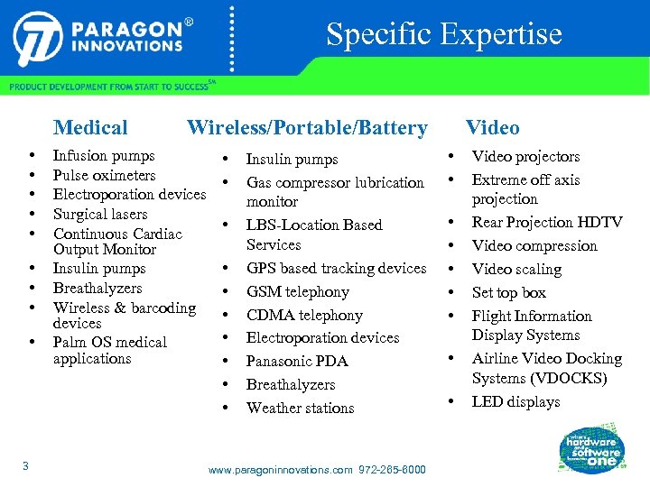 Specific Expertise Medical • • • 3 Wireless/Portable/Battery Infusion pumps Pulse oximeters Electroporation devices