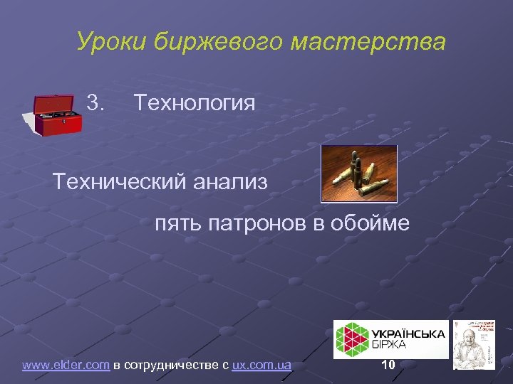 Уроки биржевого мастерства 3. Технология Технический анализ пять патронов в обойме www. elder. com
