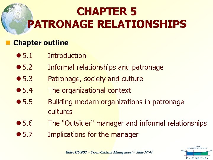 CHAPTER 5 PATRONAGE RELATIONSHIPS n Chapter outline l 5. 1 Introduction l 5. 2