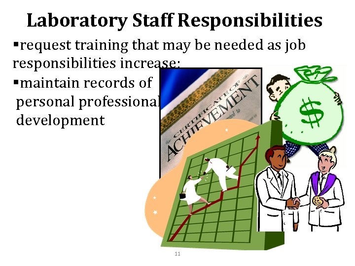 Laboratory Staff Responsibilities §request training that may be needed as job responsibilities increase; §maintain