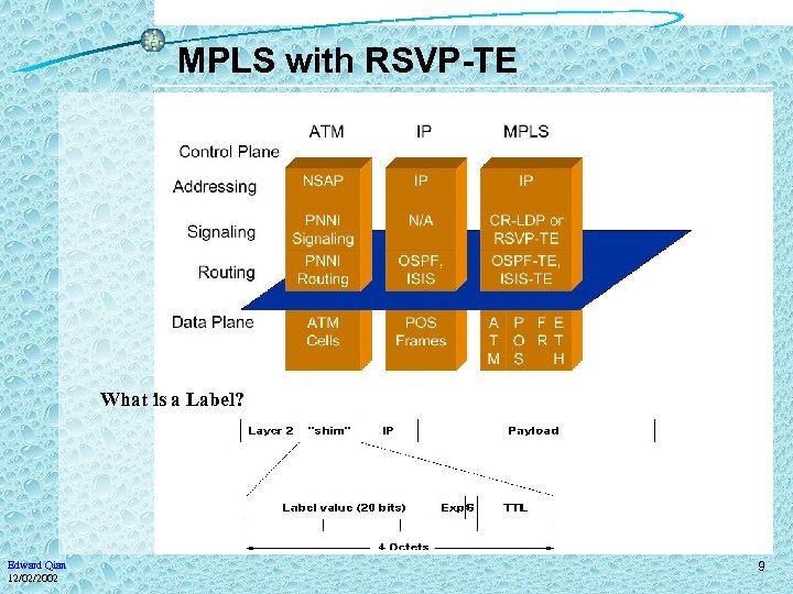 MPLS with RSVP-TE What is a Label? Edward Qian 12/02/2002 9 