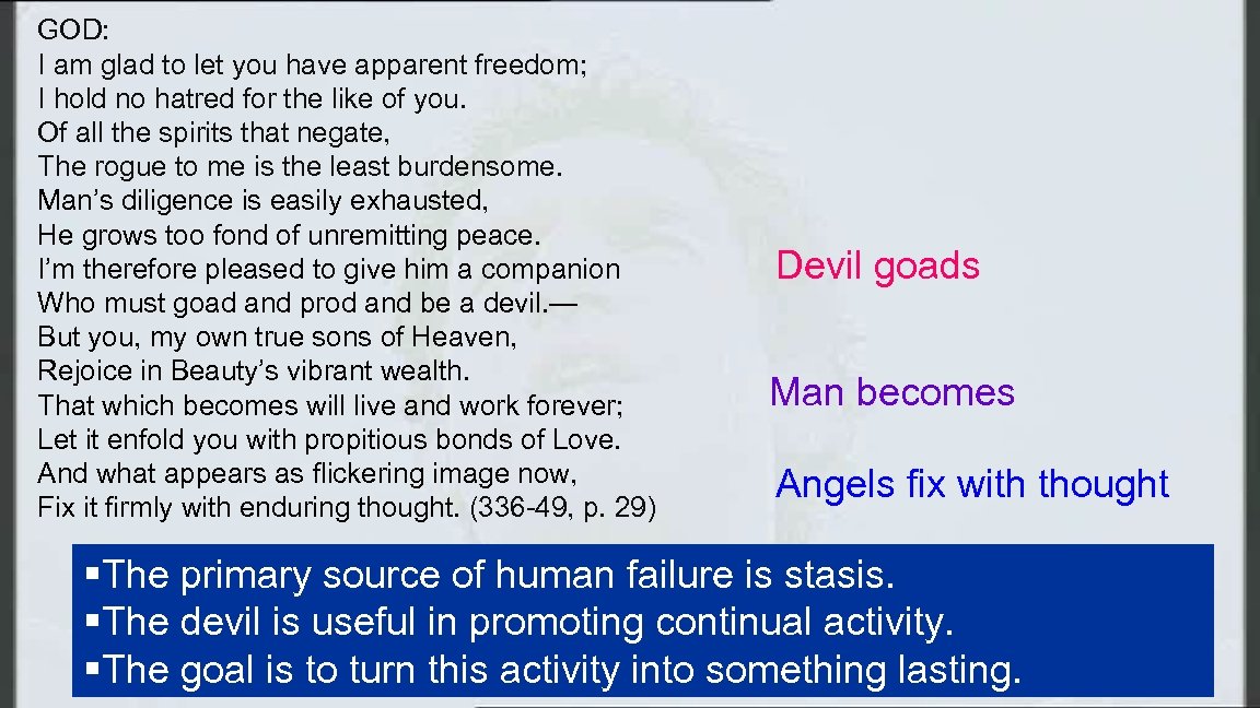 GOD: I am glad to let you have apparent freedom; I hold no hatred