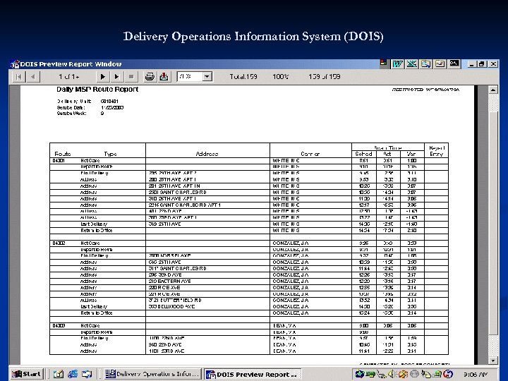 Delivery Operations Information System (DOIS) 
