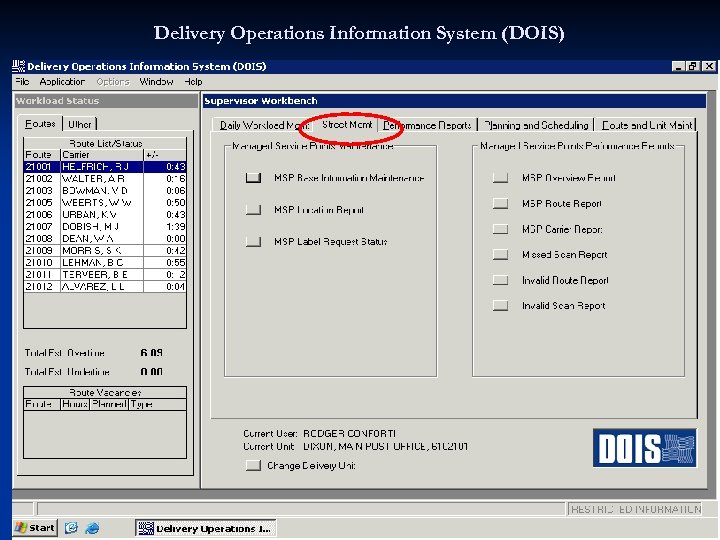 Delivery Operations Information System (DOIS) 