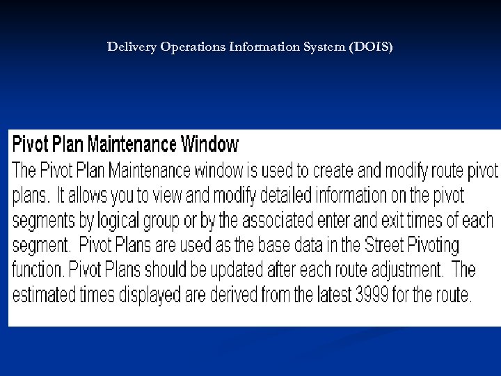 Delivery Operations Information System (DOIS) 