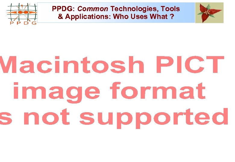 PPDG: Common Technologies, Tools & Applications: Who Uses What ? 
