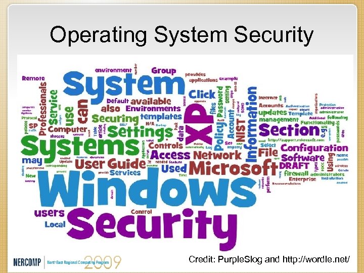 Operating System Security Credit: Purple. Slog and http: //wordle. net/ 